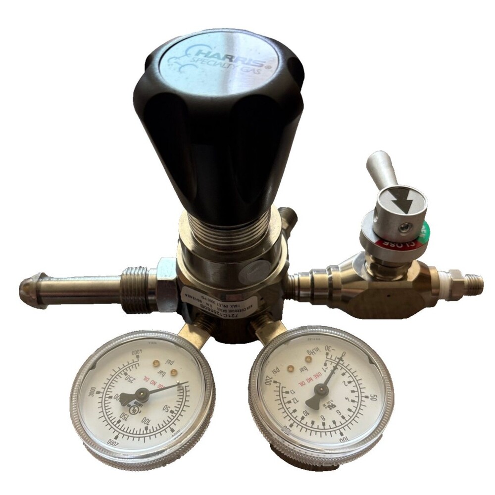 Harris 721C125580B Specialty Gas Cylinder Regulator 3000 PSI Dual Gauge